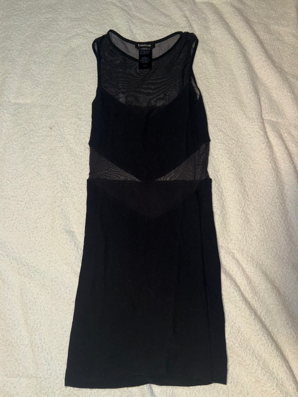 Bebe Black Mesh Cutout Bodycon Mini Dress Y2K